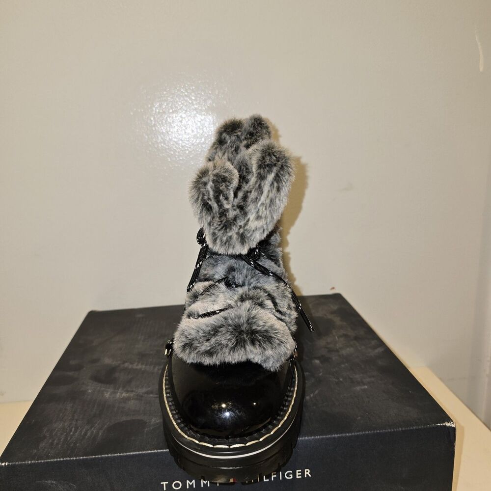 Tommy Hilfiger Womens Armini Black Combat & Lace-up Boots 11 Medium